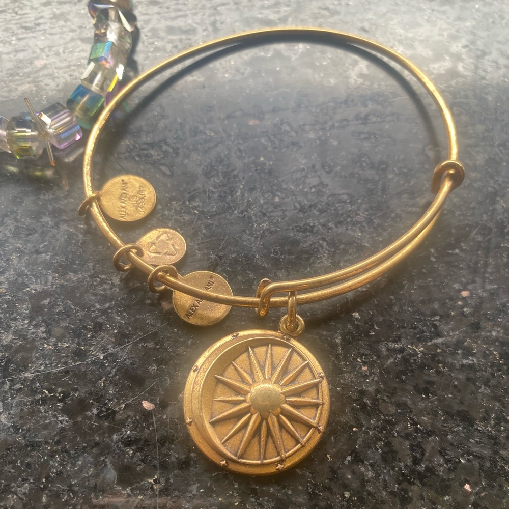 ALEX & ANI BRASS GOLD CELESTIAL ONENESS ADJUSTABLE SLIM Bracelet RARE DEMI-VNTG